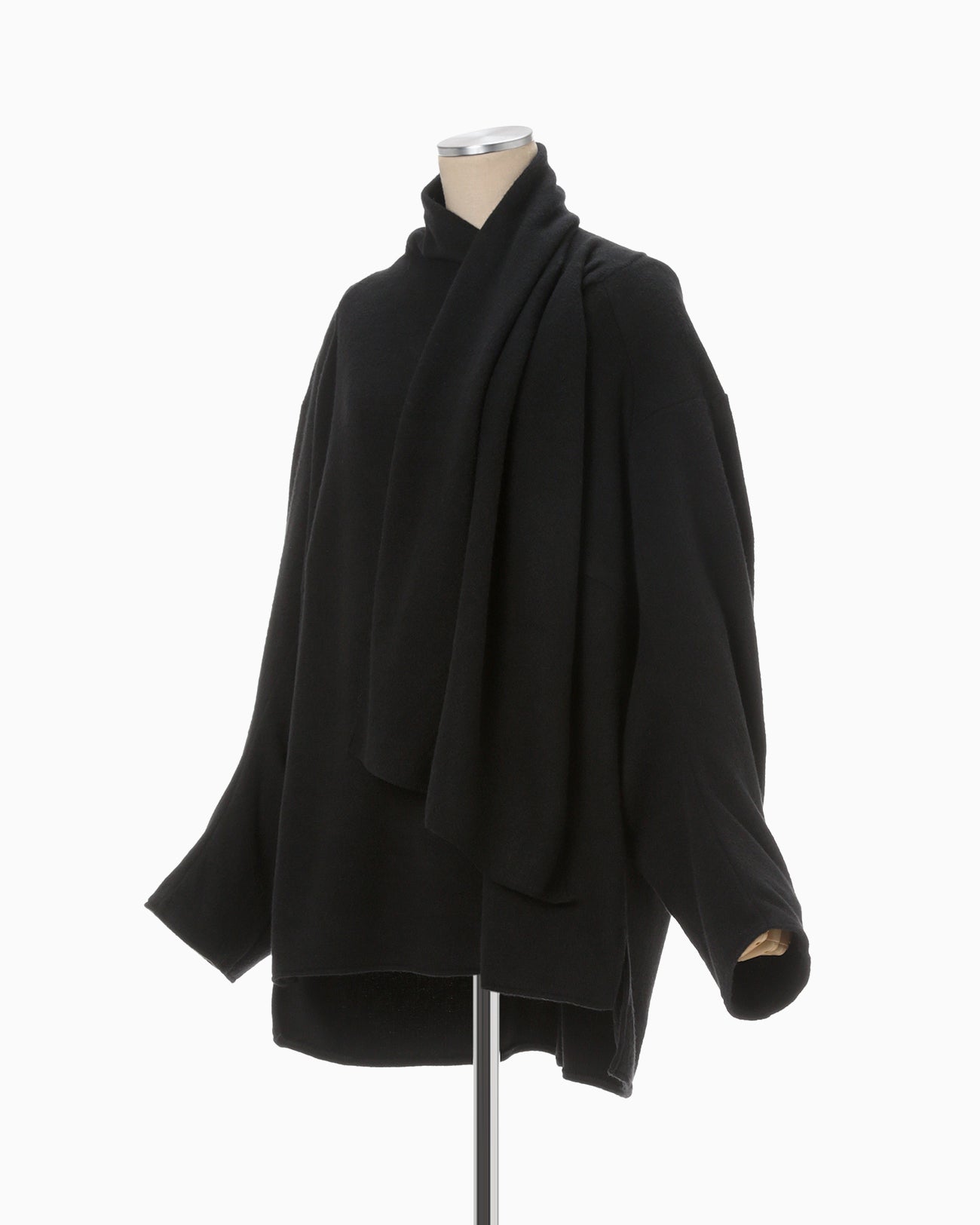 Scarf Style Knitted Pullover - black