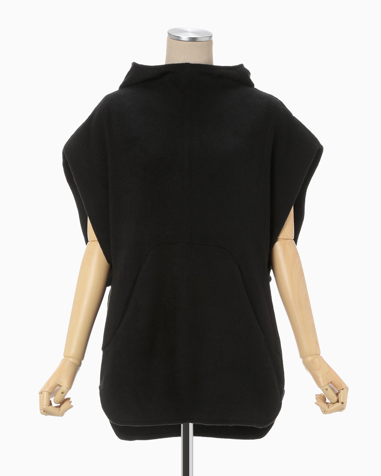 Sleeveless Knitted Hoodie - black