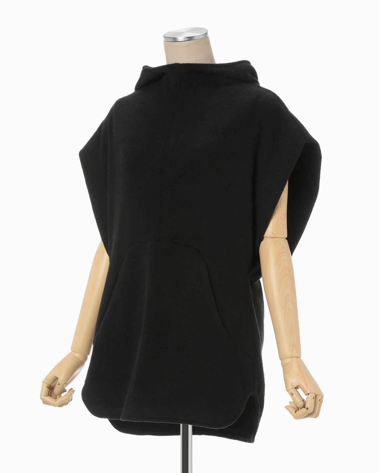 Sleeveless Knitted Hoodie - black