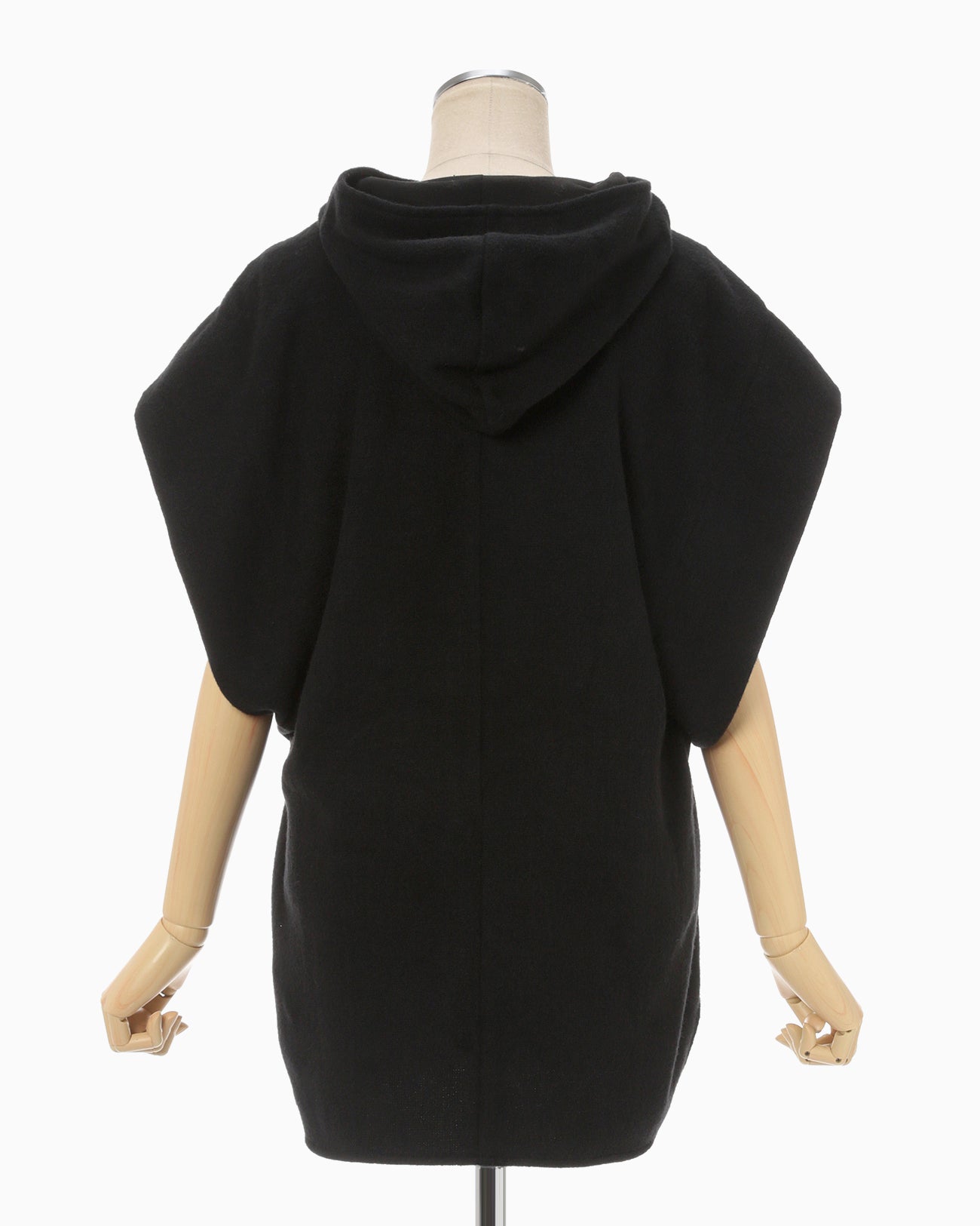 Sleeveless Knitted Hoodie - black