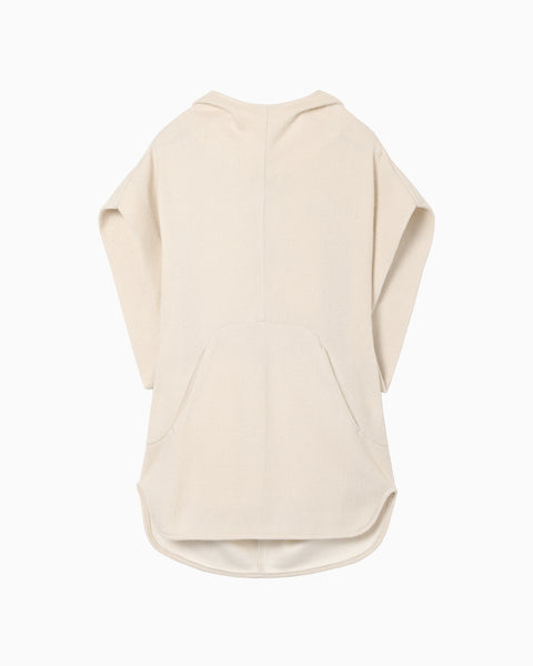 Sleeveless Knitted Hoodie - white