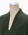 Mercerized Cotton V-neck Dress - khaki