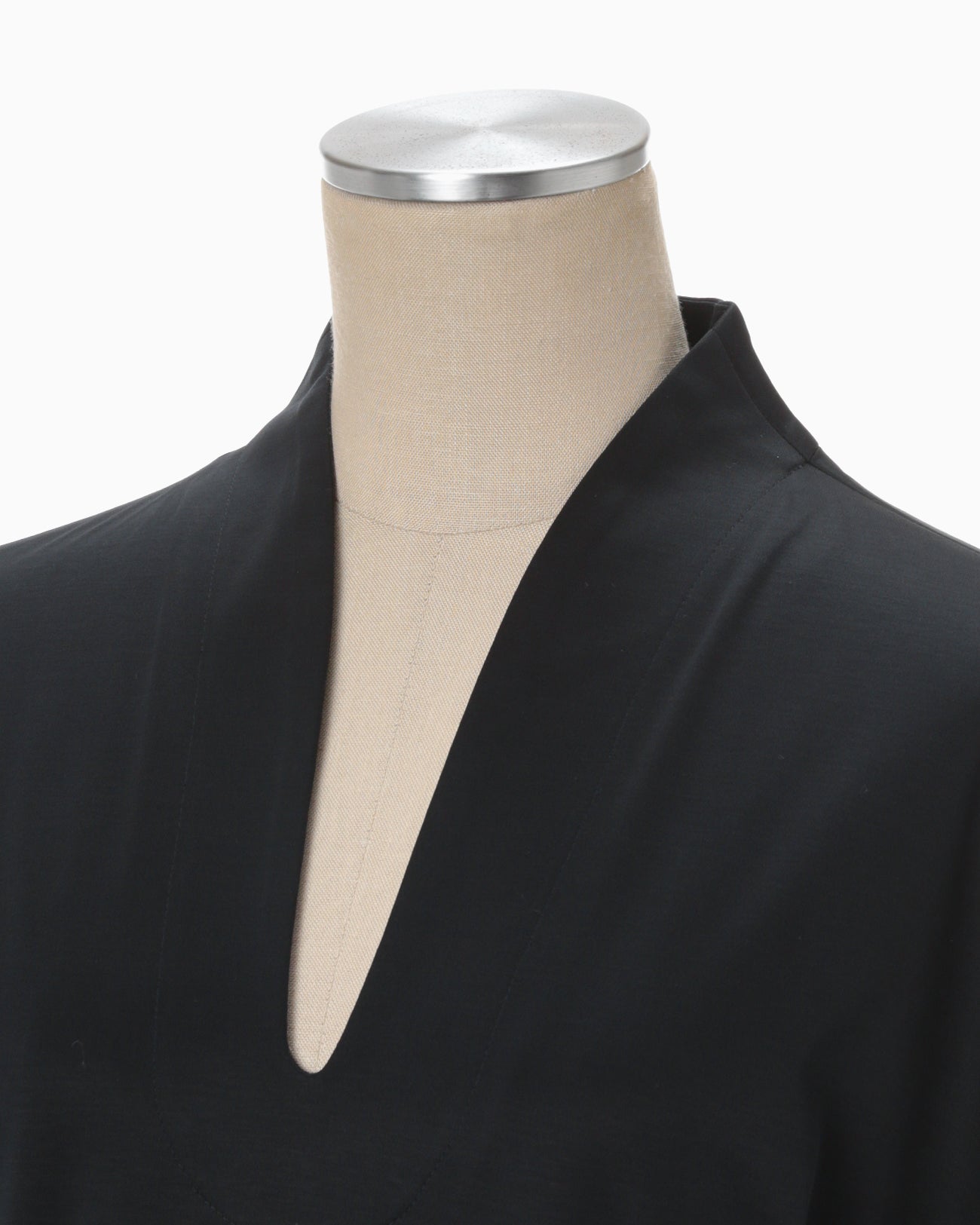Mercerized Cotton V-neck Dress - navy