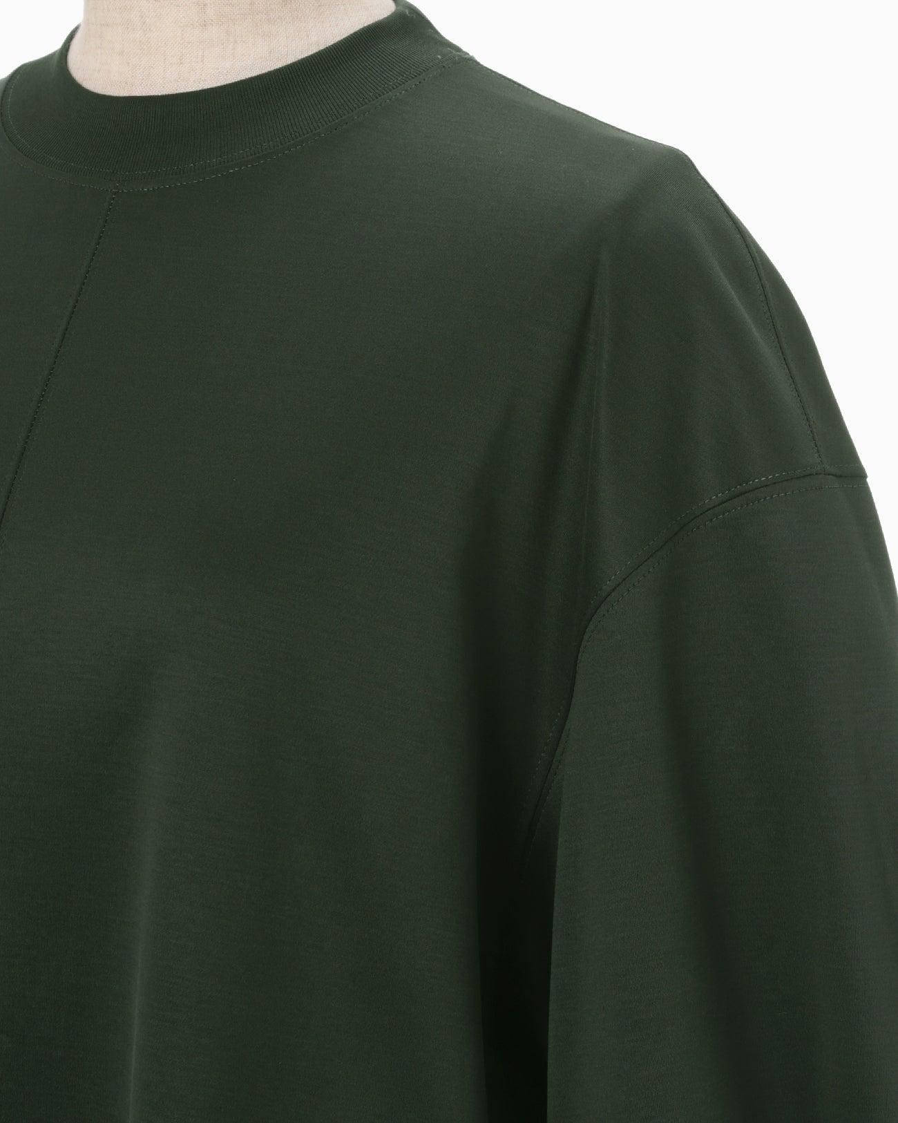 Mercerized Cotton Crew Neck Top - khaki