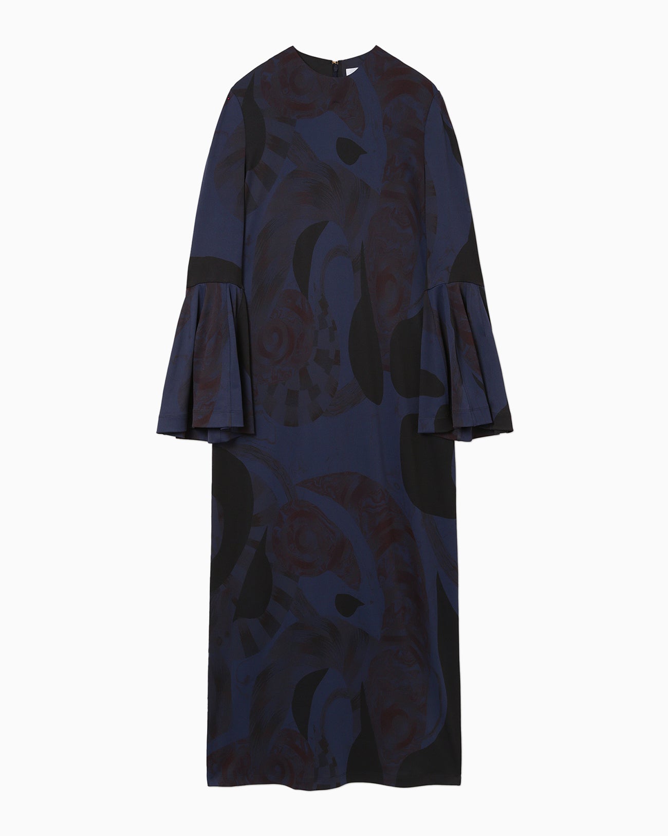 Marble Print I-Line Jersey Dress - navy