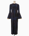 Marble Print I-Line Jersey Dress - navy