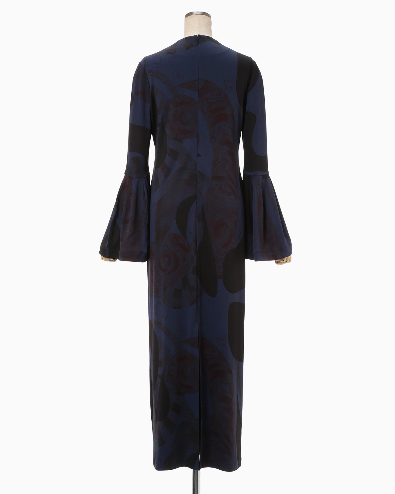 Marble Print I-Line Jersey Dress - navy