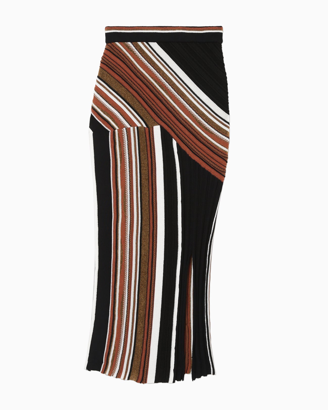 Stripe Jacquard Knitted Skirt - brown