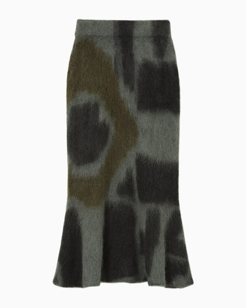 Origami Dyed Suri Alpaca Wool Knitted Skirt - khaki