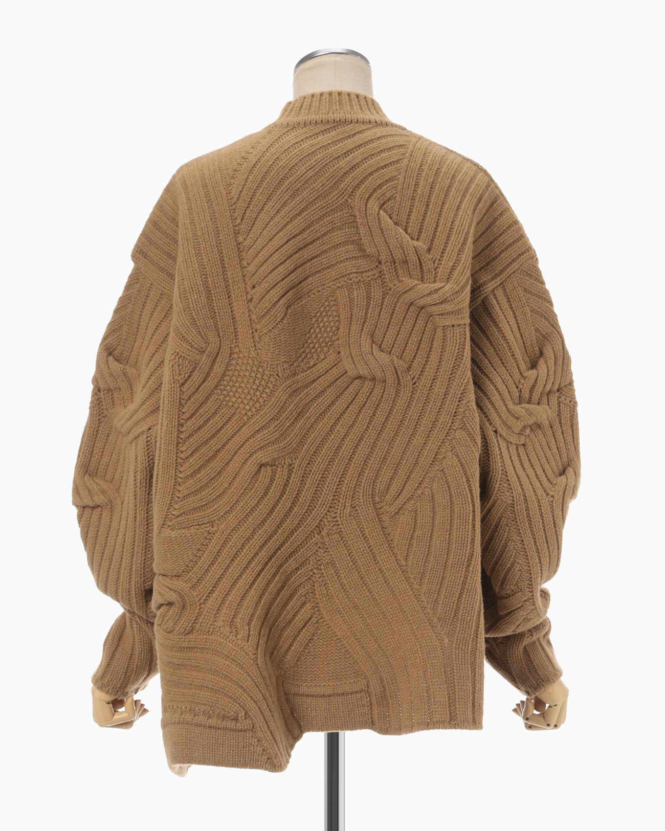 Basket Motif Cable Stitch Knitted Pullover - brown