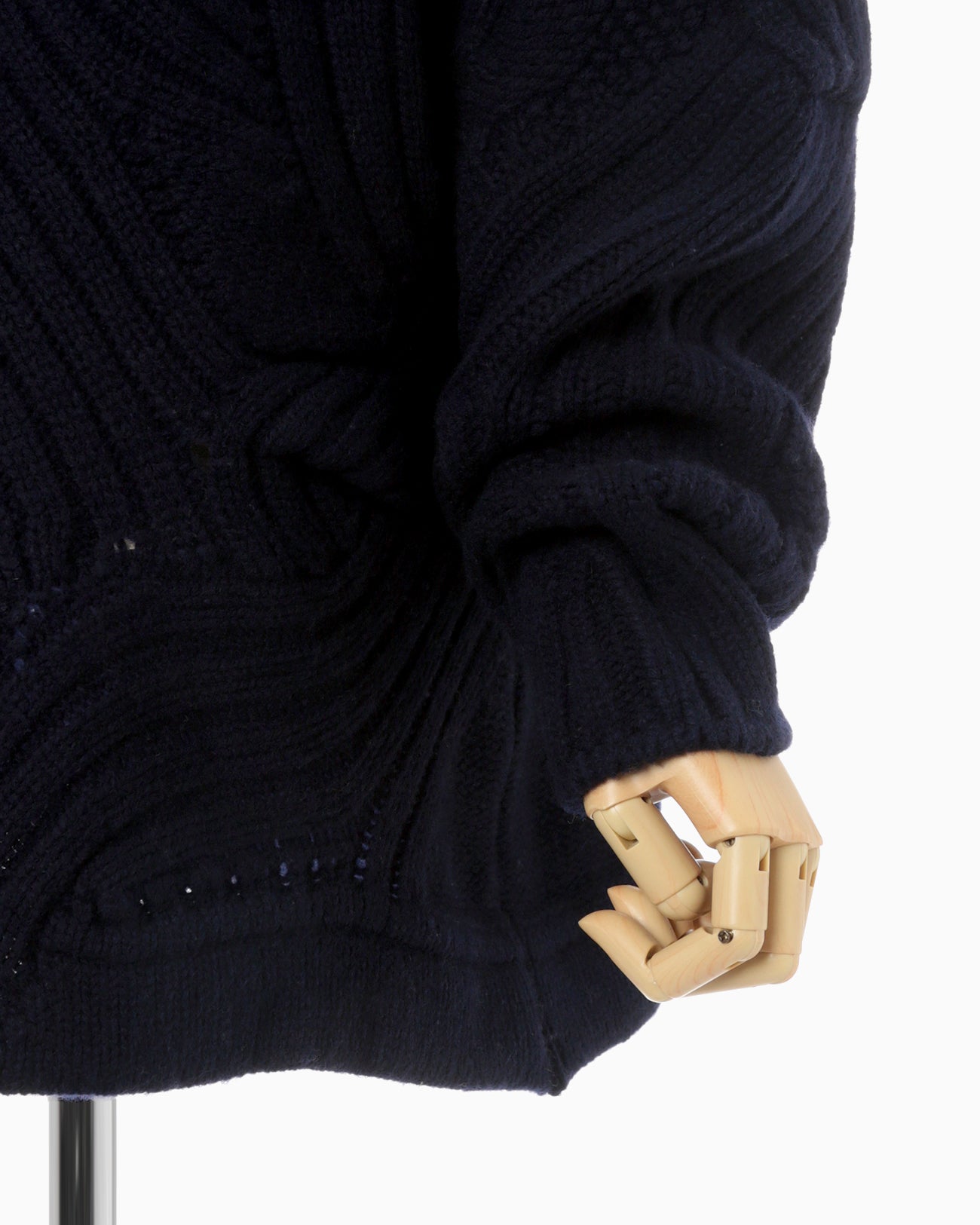 Basket Motif Cable Stitch Knitted Pullover - navy