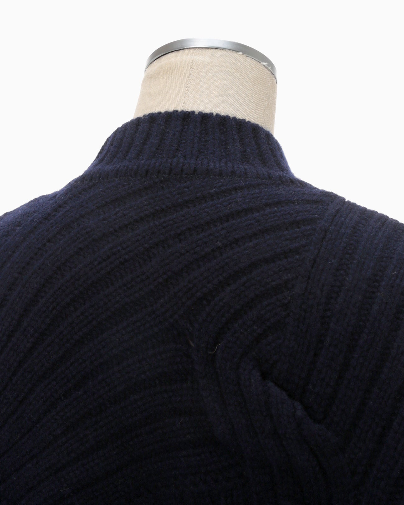 Basket Motif Cable Stitch Knitted Pullover - navy