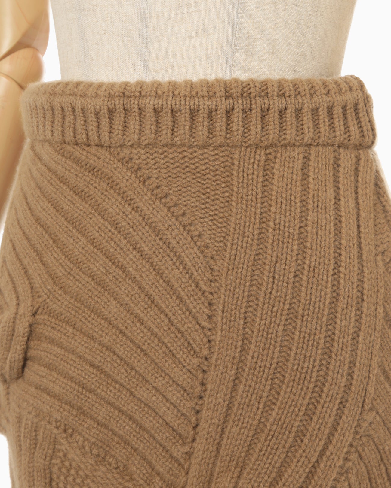 Basket Motif Cable Stitch Knitted Skirt - brown