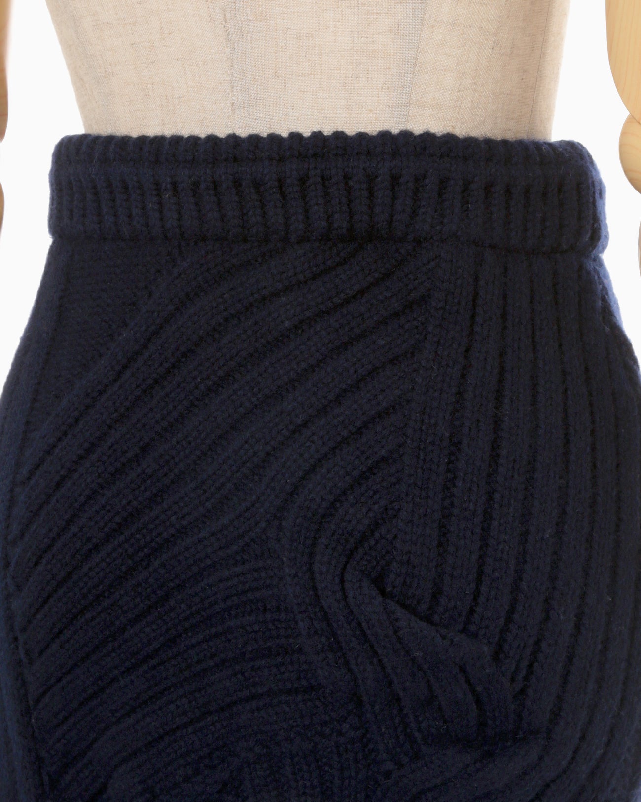 Basket Motif Cable Stitch Knitted Skirt - navy