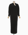 Wool Cashmere Frilled Knitted Dress - black