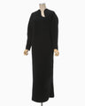 Wool Cashmere Frilled Knitted Dress - black
