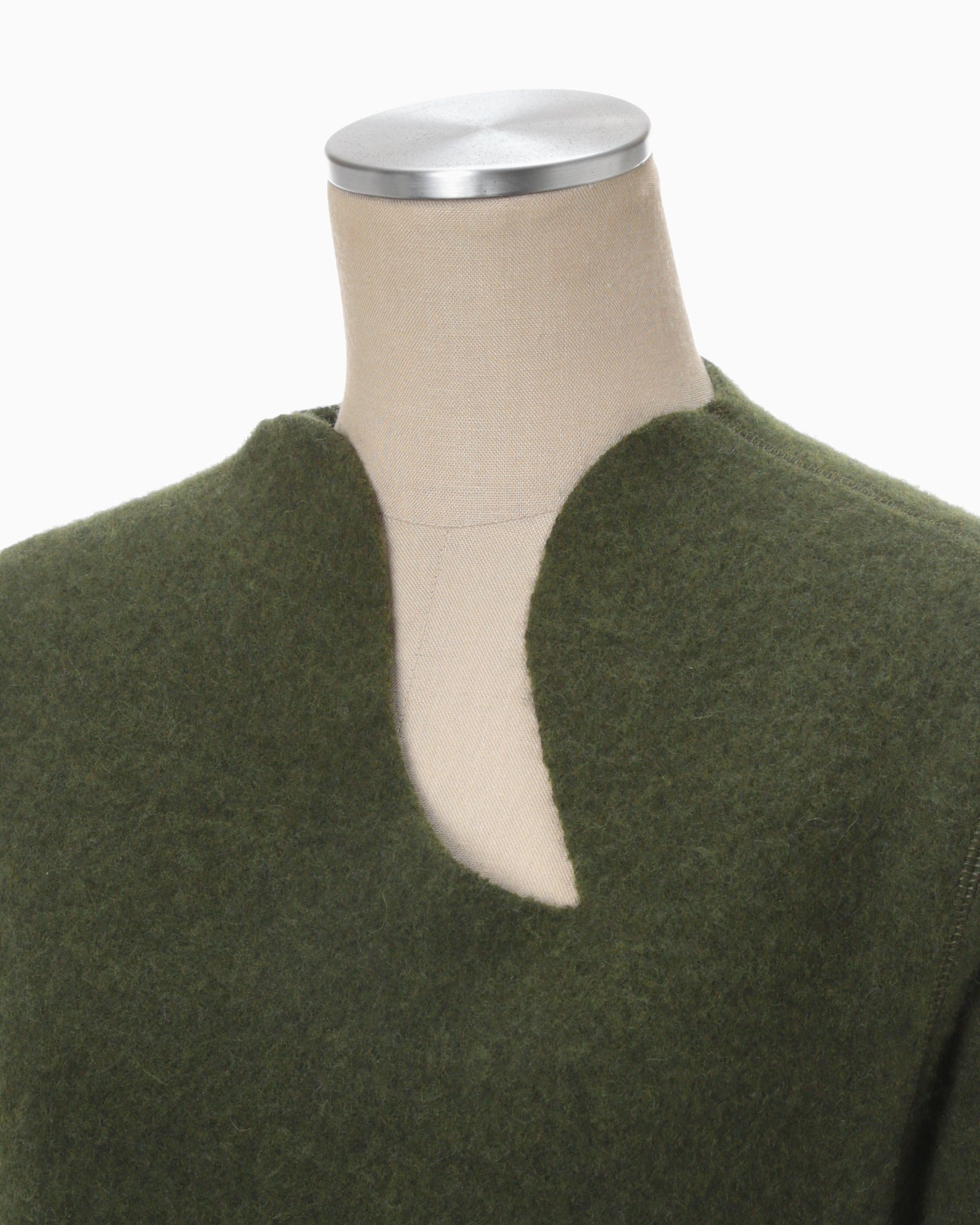 Wool Cashmere Frilled Knitted Dress - khaki