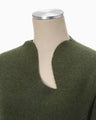 Wool Cashmere Frilled Knitted Dress - khaki