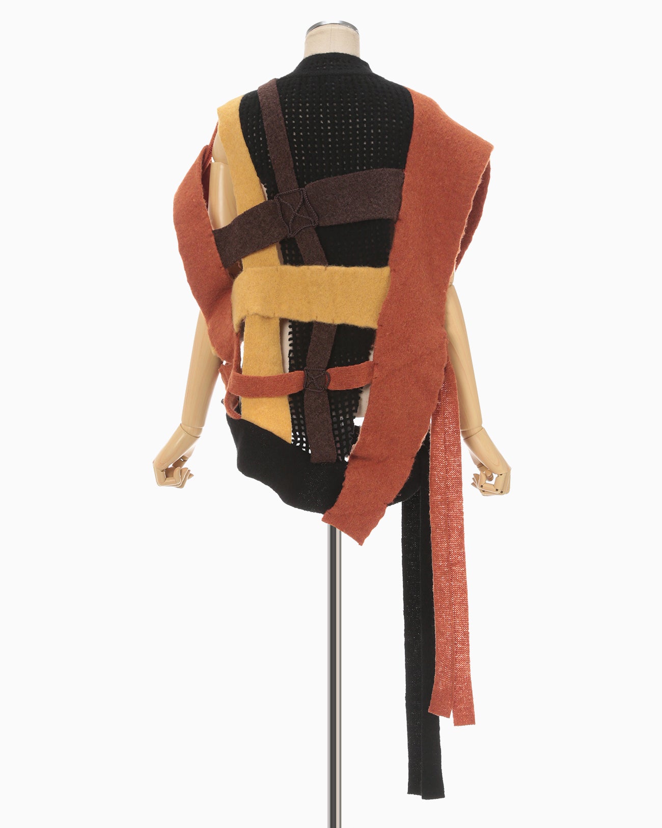 Basket Motif Knitted Vest - brown