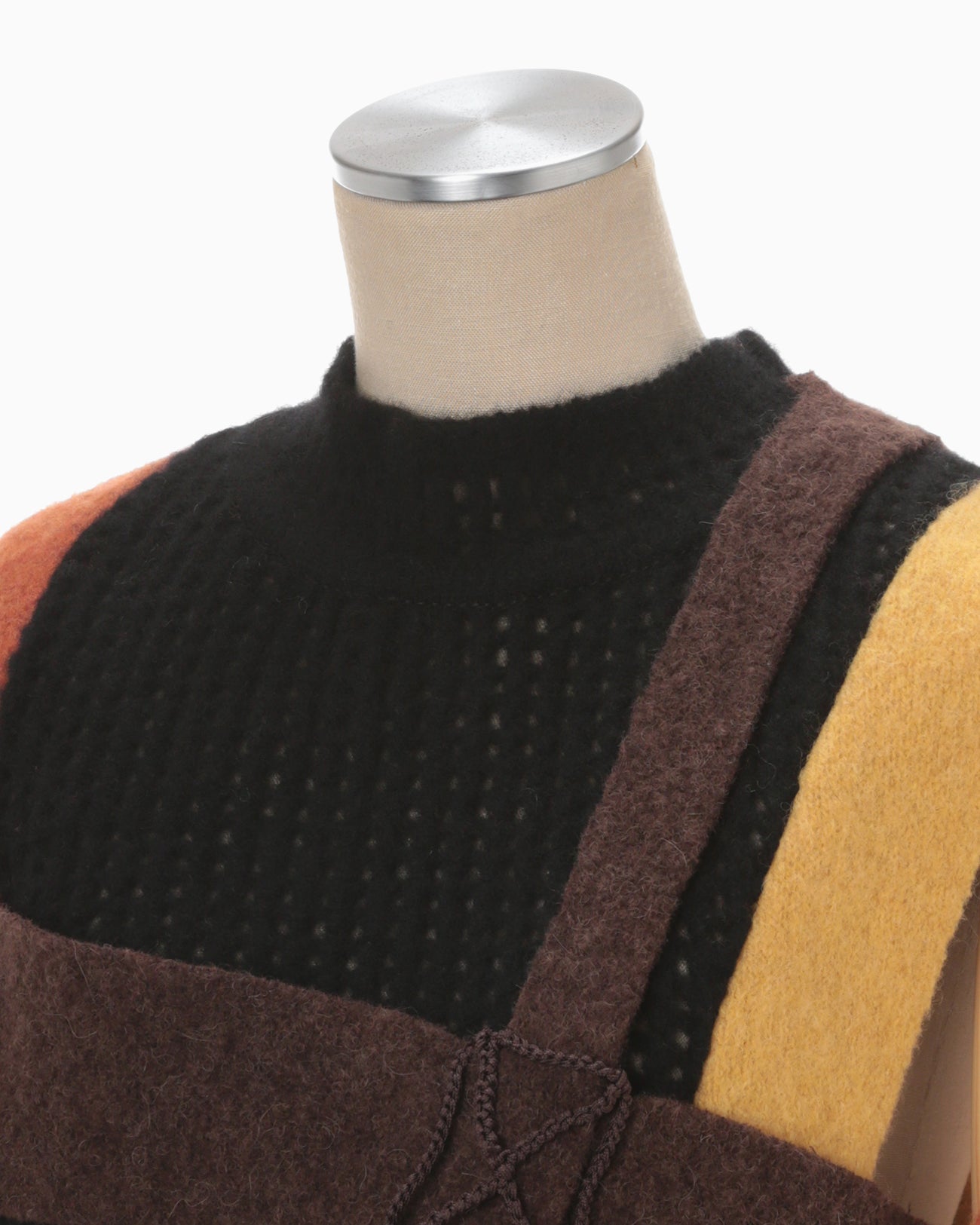 Basket Motif Knitted Vest - brown