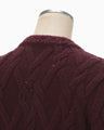 Basket Pattern Combination Knitted Cardigan - bordeaux