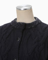 Basket Pattern Combination Knitted Cardigan - navy