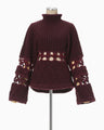 Basket Pattern Combination Knitted Pullover - bordeaux