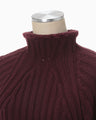 Basket Pattern Combination Knitted Pullover - bordeaux