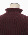 Basket Pattern Combination Knitted Pullover - bordeaux