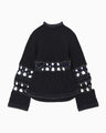 Basket Pattern Combination Knitted Pullover - navy