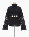 Basket Pattern Combination Knitted Pullover - navy