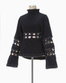 Basket Pattern Combination Knitted Pullover - navy