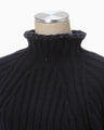 Basket Pattern Combination Knitted Pullover - navy