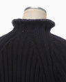 Basket Pattern Combination Knitted Pullover - navy