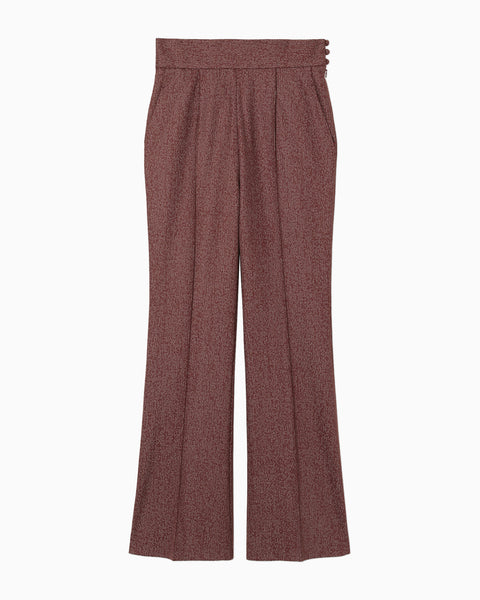 Wool Smooth Flared Trousers - brown
