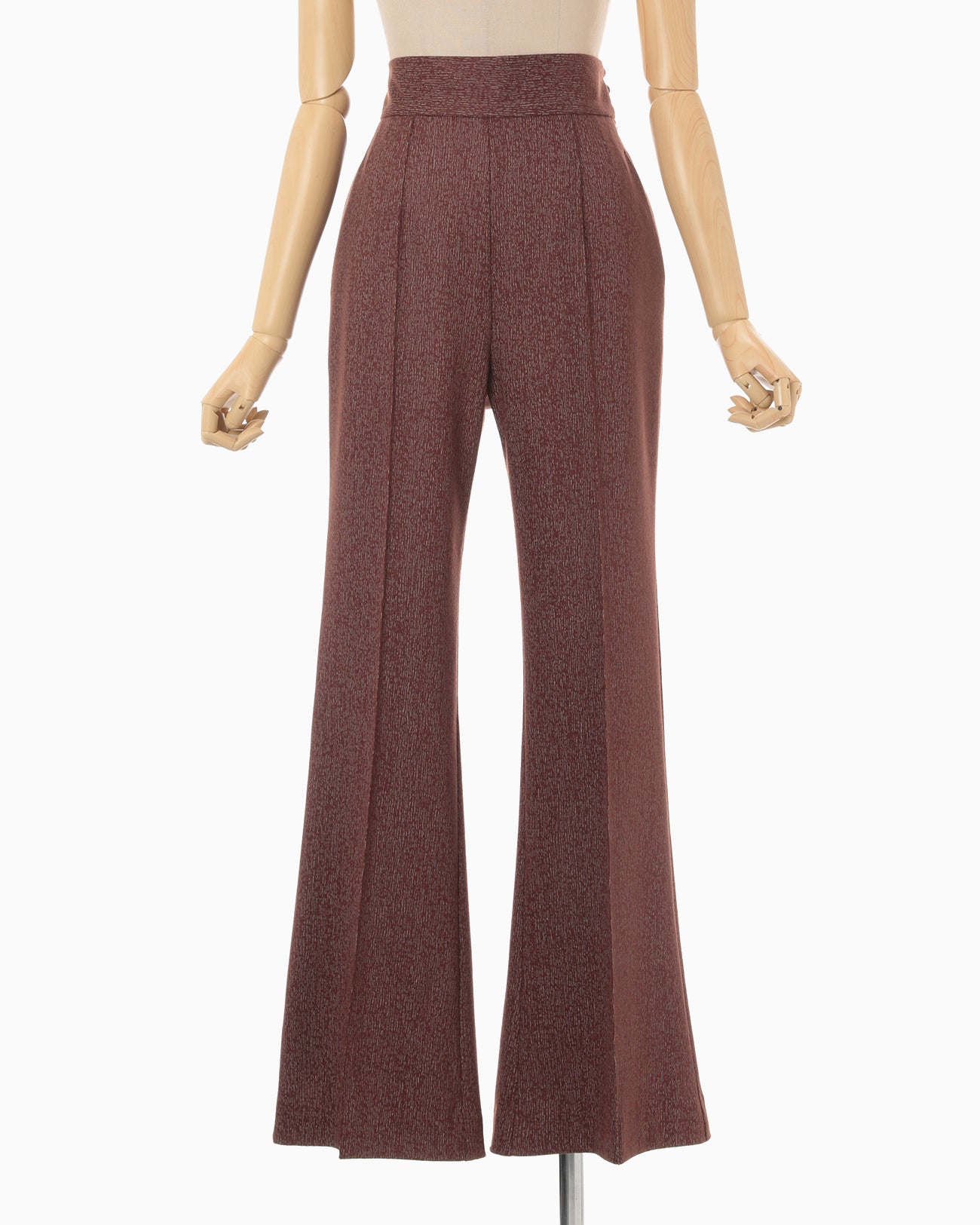 Wool Smooth Flared Trousers - brown