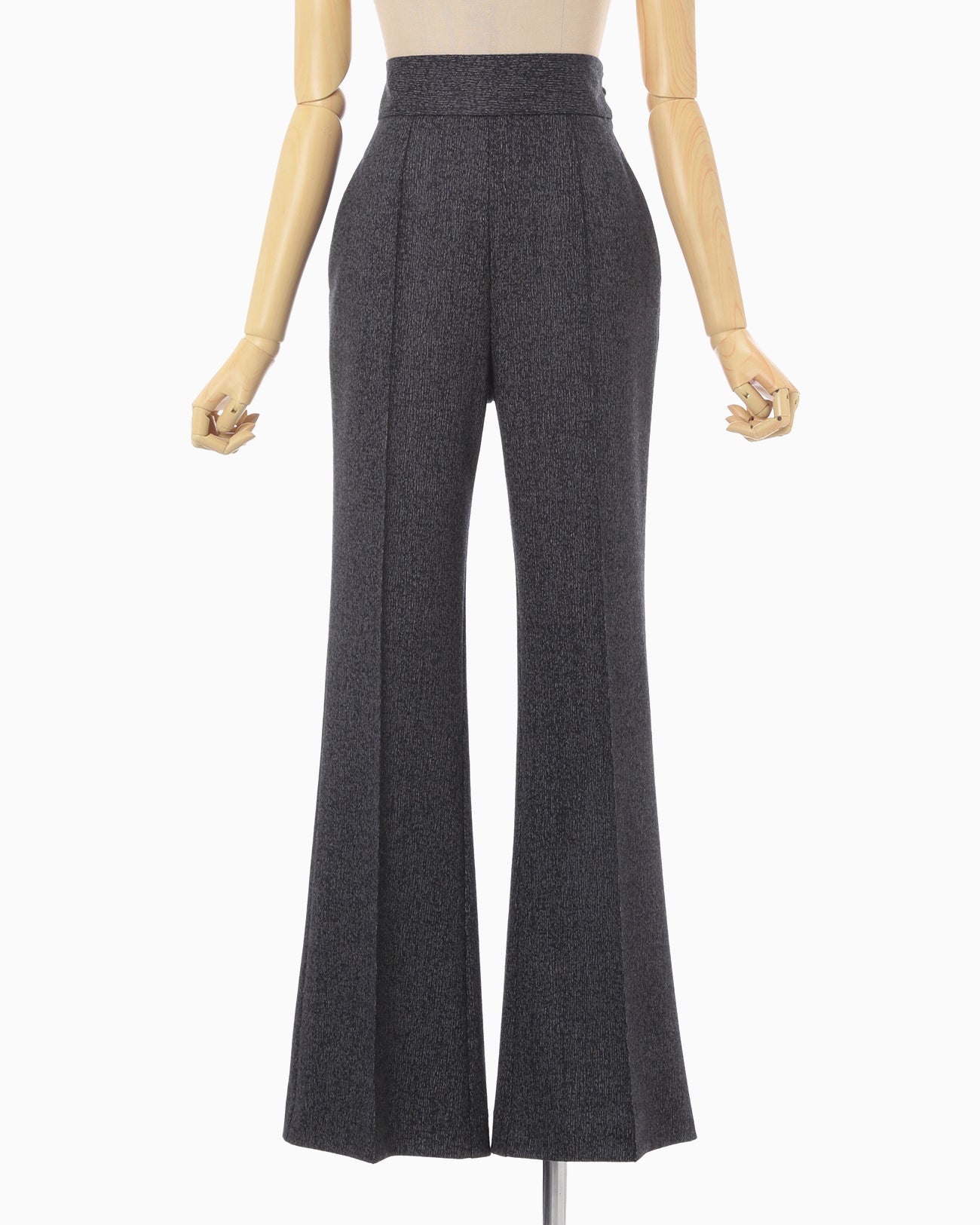 Wool Smooth Flared Trousers - navy