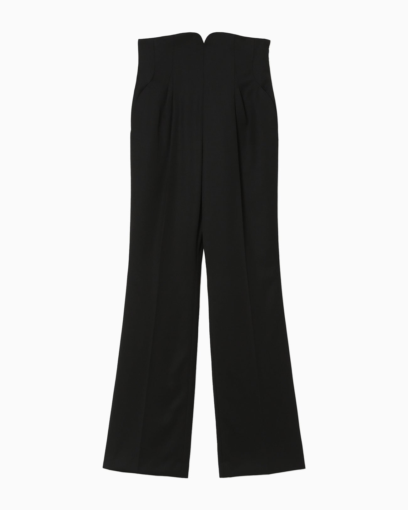 Wool Gabardine Flared Trousers - black