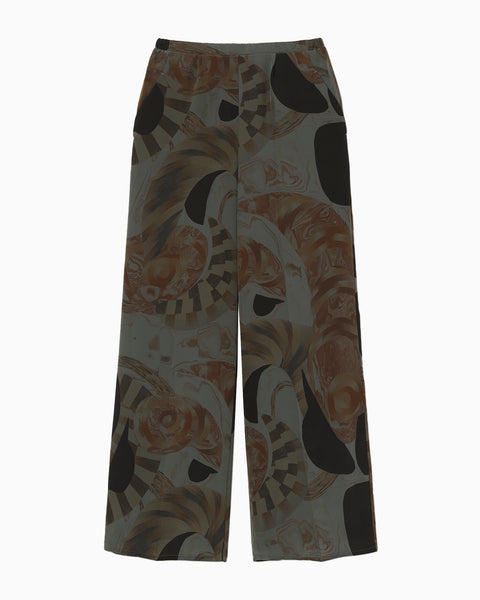 Marble Print Trousers - khaki