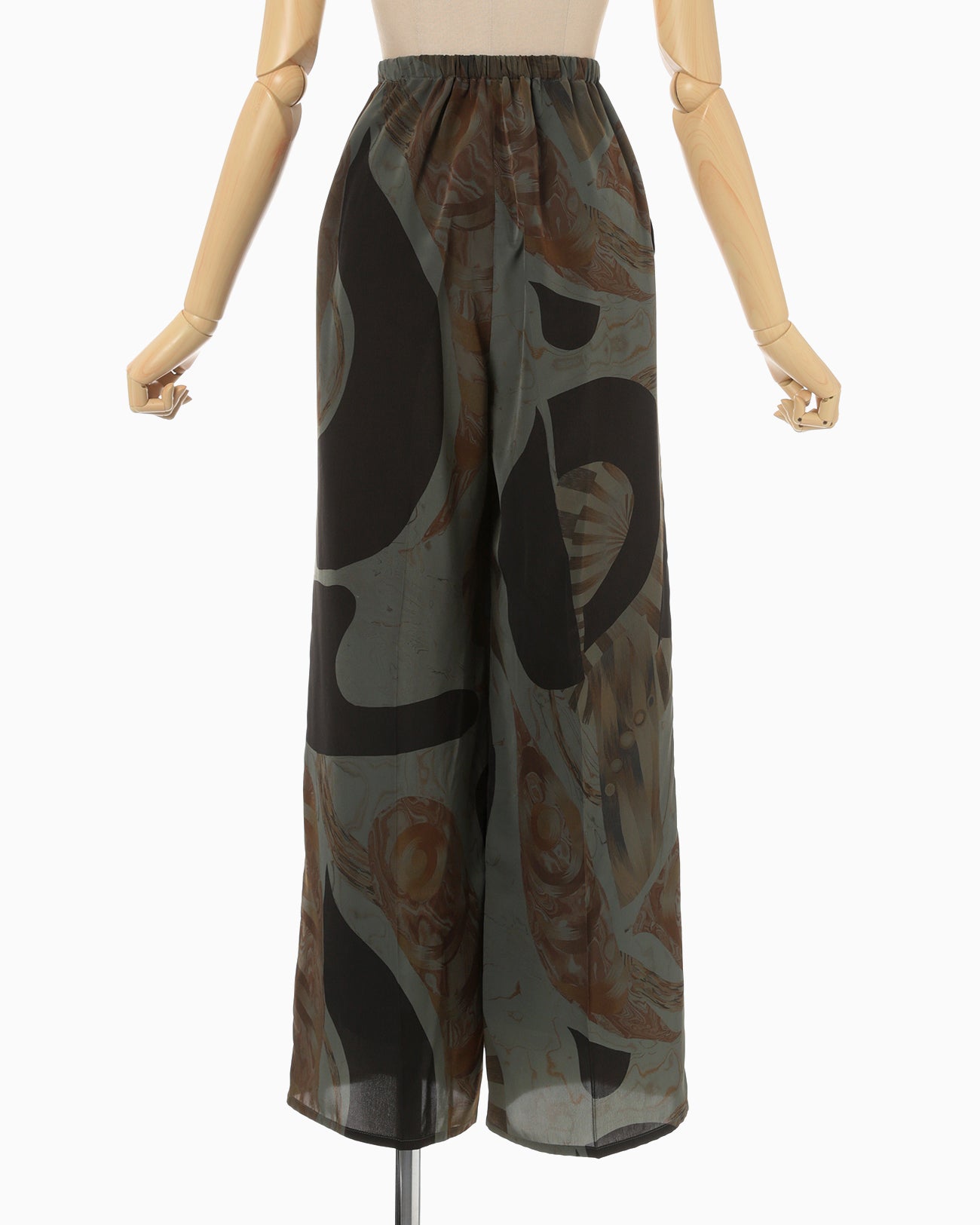 Marble Print Trousers - khaki