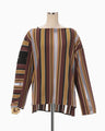 Raschel Jersey Torchon Lace Stripe Top - brown