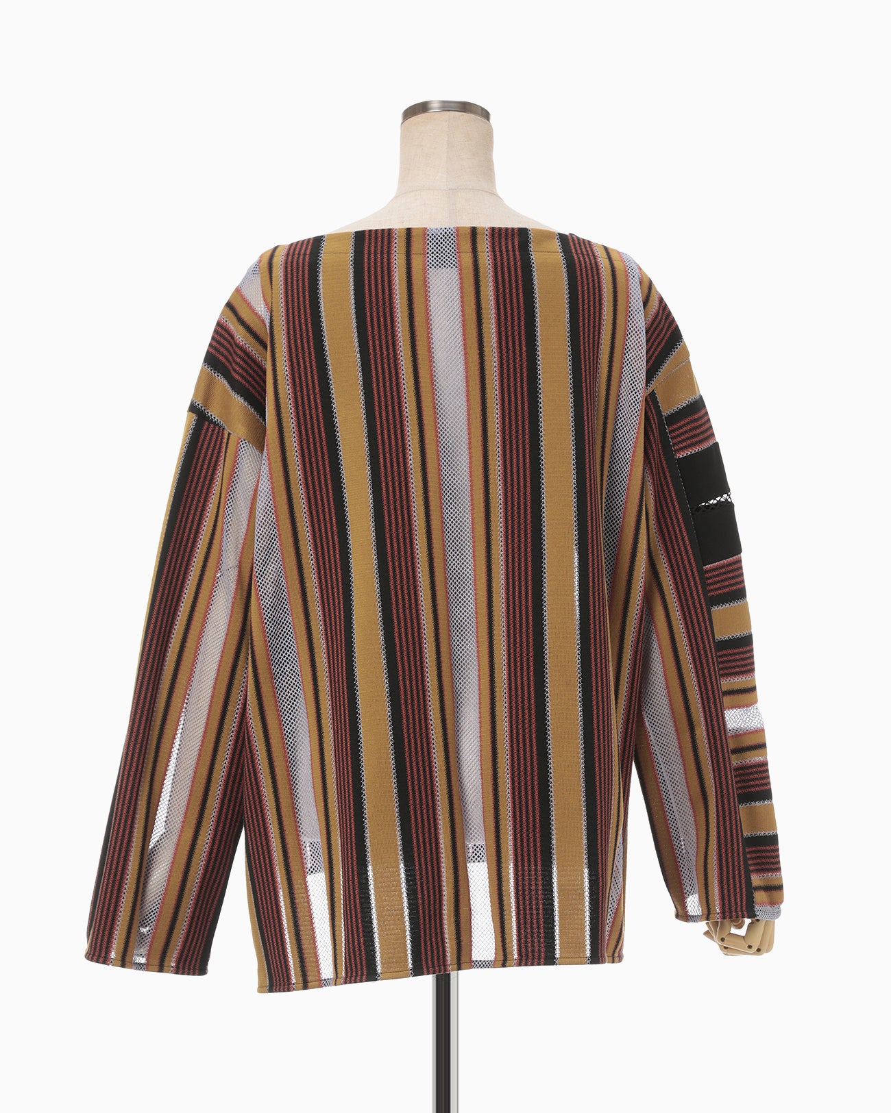 Raschel Jersey Torchon Lace Stripe Top - brown