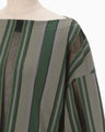 Raschel Jersey Torchon Lace Stripe Top - khaki