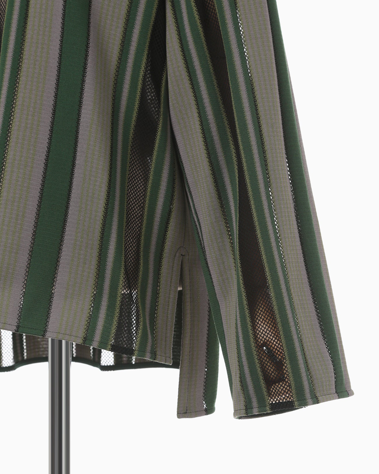 Raschel Jersey Torchon Lace Stripe Top - khaki