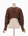 Wrinkle Pleats Cropped Top - brown