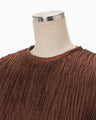 Wrinkle Pleats Cropped Top - brown