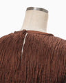 Wrinkle Pleats Cropped Top - brown