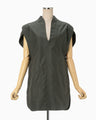 Brushed Cotton Sleeveless V-neck Top - khaki