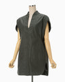 Brushed Cotton Sleeveless V-neck Top - khaki