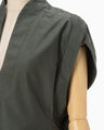 Brushed Cotton Sleeveless V-neck Top - khaki